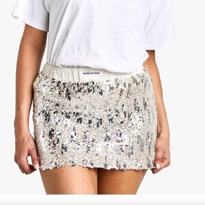 Boohoo Sequin Satin Waistband Mini Skirt - Size 10 - NWT